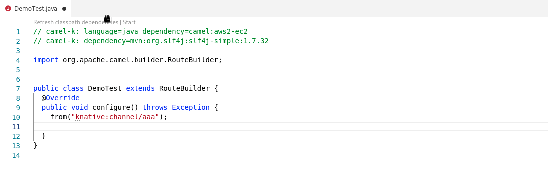 Hint on hover on an Camel URI using Kafka component