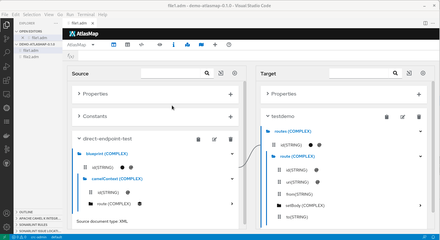 Modification in AtlasMap UI is marking editor as dirty. Save action is available and saving in adm file