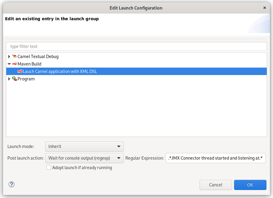 Maven build launch configuration in the launch group