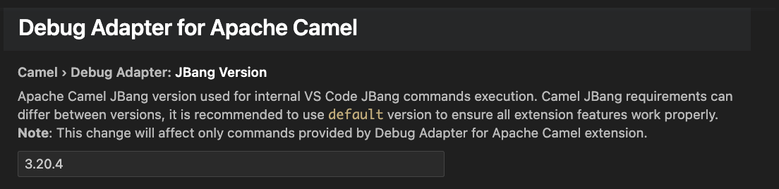 New setting for Camel JBang version used by extension commands
