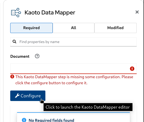 DataMapper Configure button