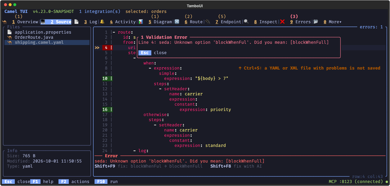 A YAML file with a problem is not saved